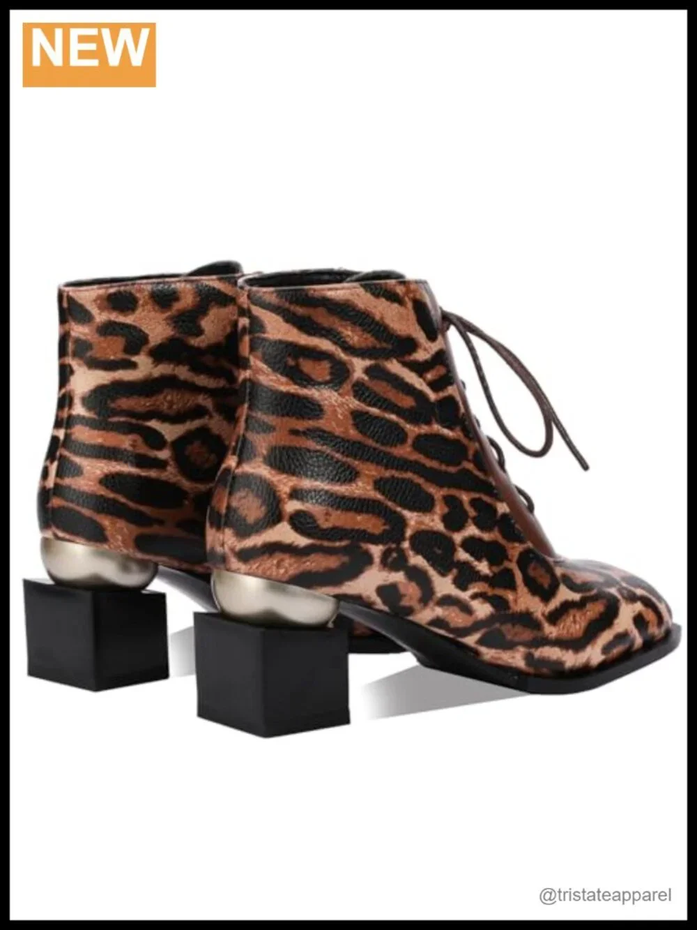 Square Toe Lace Up Ankle Boots Women Wide Calf Chunky Block Heel Faux Leather